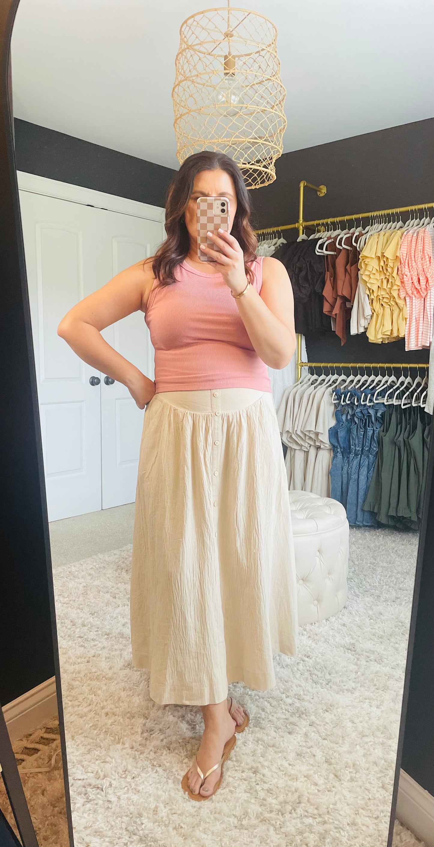 Day Date Maxi Skirt (Beige)