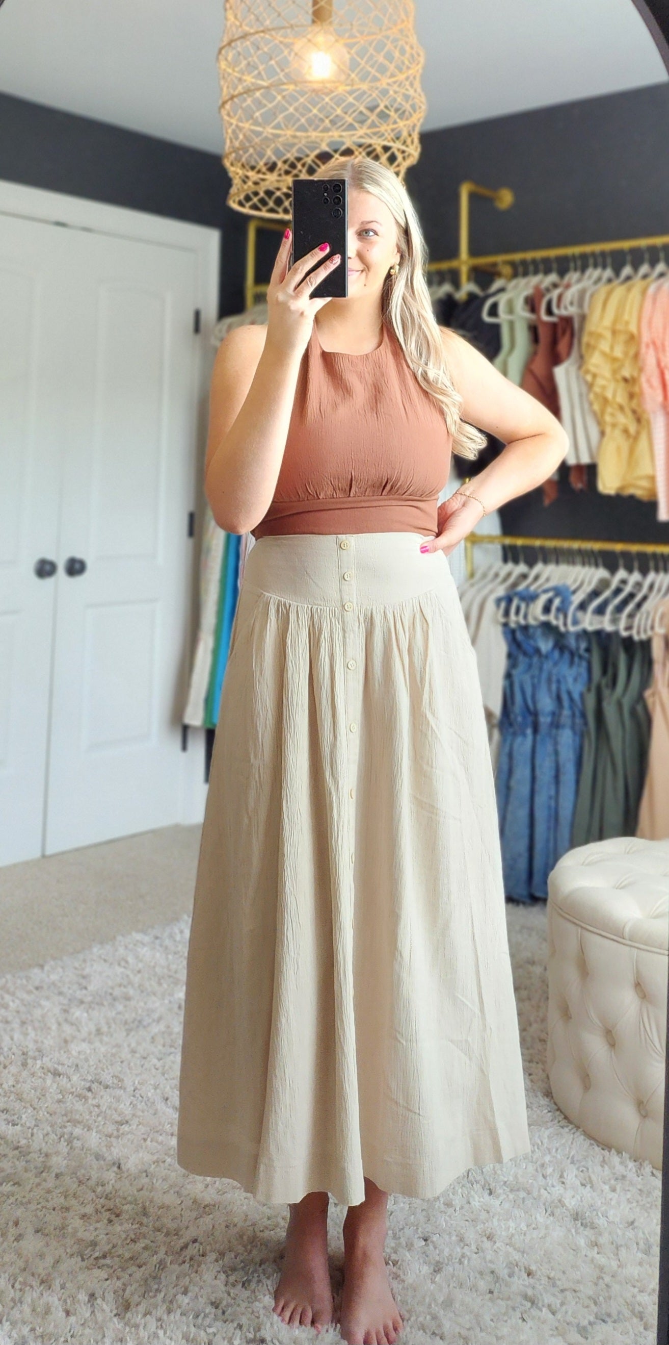 Day Date Maxi Skirt (Beige)